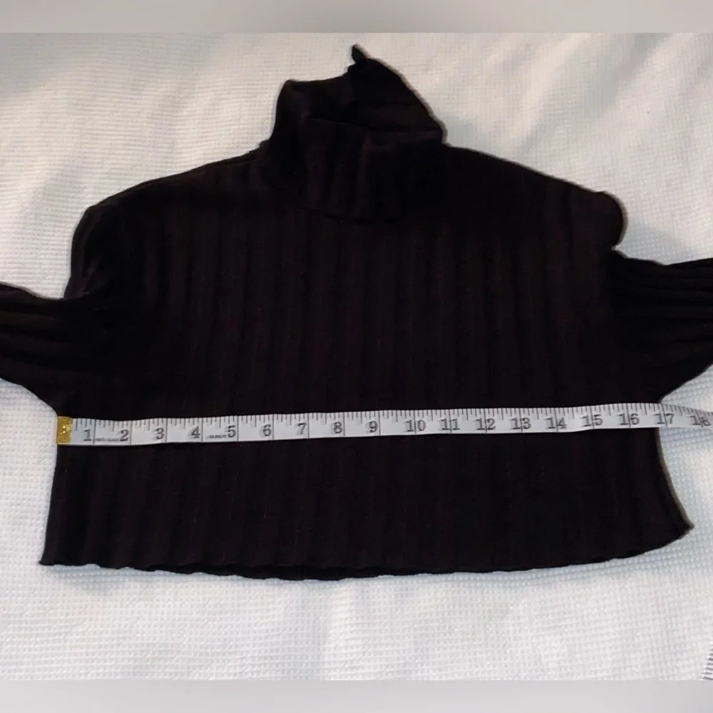Women’s‎ ZARA ribbed turtleneck long sleeves black crop Top size small - Picture 5 of 12